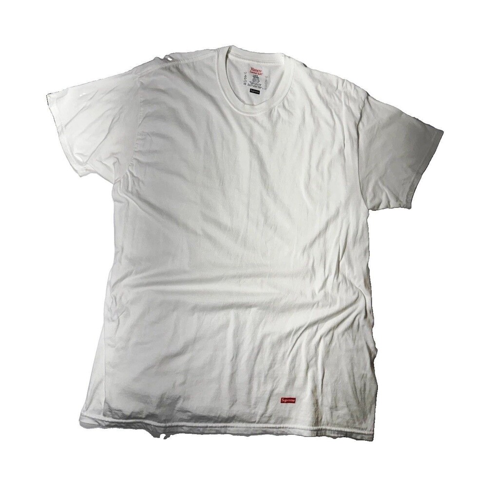Supreme x Hanes ComfortSoft Mens White Logo Crew Neck Short Sleeve Tee L